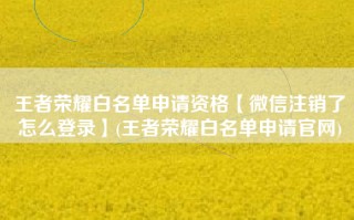 王者荣耀白名单申请资格【微信注销了怎么登录】(王者荣耀白名单申请官网)