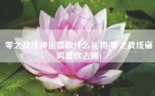 零之战线神运喜欢什么礼物(零之战线雍鸣喜欢去哪)