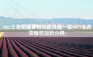 2022王者荣耀蒙恬攻速阈值一览(2022王者荣耀世冠积分榜)