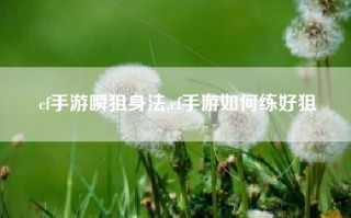 cf手游瞬狙身法,cf手游如何练好狙