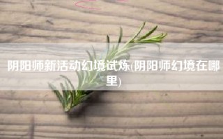 阴阳师新活动幻境试炼(阴阳师幻境在哪里)