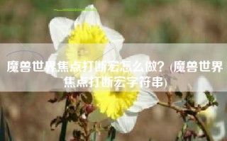 魔兽世界焦点打断宏怎么做？(魔兽世界焦点打断宏字符串)