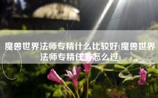 魔兽世界法师专精什么比较好(魔兽世界法师专精任务怎么过)