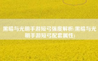 黑暗与光明手游短弓强度解析(黑暗与光明手游短弓配套属性)