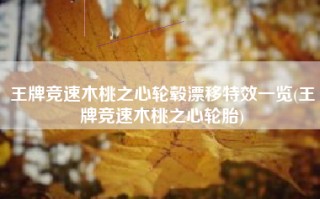 王牌竞速木桃之心轮毂漂移特效一览(王牌竞速木桃之心轮胎)