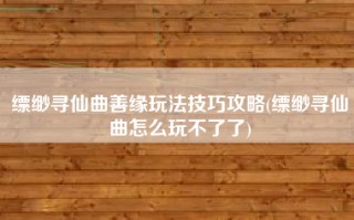 缥缈寻仙曲善缘玩法技巧攻略(缥缈寻仙曲怎么玩不了了)