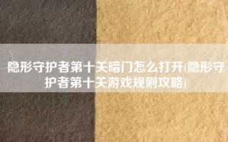 隐形守护者第十关暗门怎么打开(隐形守护者第十关游戏规则攻略)