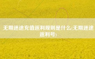 无期迷途充值返利规则是什么(无期迷途返利号)