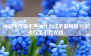 神都夜行录平民抽什么妖灵最划算(神都夜行录平民攻略)