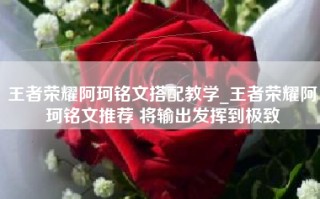 王者荣耀阿珂铭文搭配教学_王者荣耀阿珂铭文推荐 将输出发挥到极致