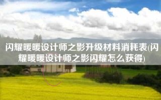 闪耀暖暖设计师之影升级材料消耗表(闪耀暖暖设计师之影闪耀怎么获得)