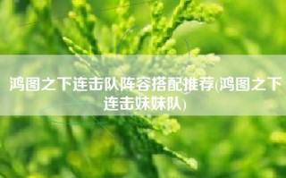 鸿图之下连击队阵容搭配推荐(鸿图之下连击妹妹队)