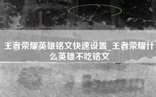 王者荣耀英雄铭文快速设置_王者荣耀什么英雄不吃铭文