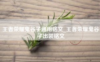 王者荣耀鬼谷子通用铭文_王者荣耀鬼谷子出装铭文