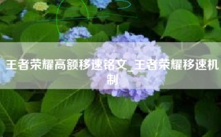 王者荣耀高额移速铭文_王者荣耀移速机制
