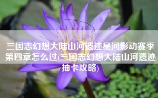 三国志幻想大陆山河遗迹星河影动赛季第四章怎么过(三国志幻想大陆山河遗迹抽卡攻略)