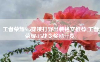 王者荣耀S15嫦娥打野出装铭文推荐(王者荣耀s15战令奖励一览)