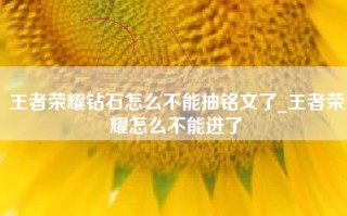王者荣耀钻石怎么不能抽铭文了_王者荣耀怎么不能进了