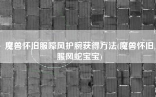 魔兽怀旧服嚎风护腕获得方法(魔兽怀旧服风蛇宝宝)