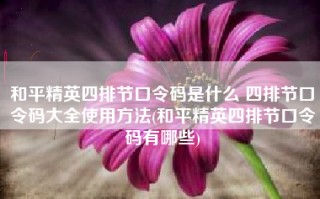 和平精英四排节口令码是什么 四排节口令码大全使用方法(和平精英四排节口令码有哪些)