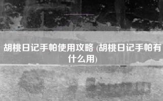 胡桃日记手帕使用攻略 (胡桃日记手帕有什么用)