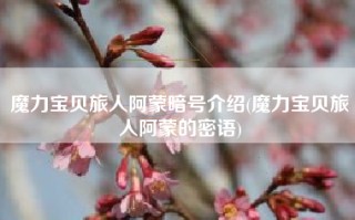魔力宝贝旅人阿蒙暗号介绍(魔力宝贝旅人阿蒙的密语)