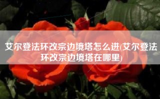 艾尔登法环改宗边境塔怎么进(艾尔登法环改宗边境塔在哪里)