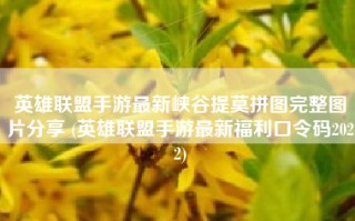 英雄联盟手游最新峡谷提莫拼图完整图片分享 (英雄联盟手游最新福利口令码2022)