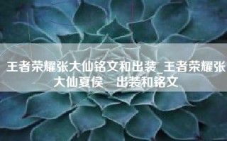 王者荣耀张大仙铭文和出装_王者荣耀张大仙夏侯惇出装和铭文