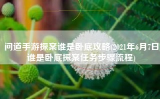 问道手游探案谁是卧底攻略(2021年6月7日谁是卧底探案任务步骤流程)