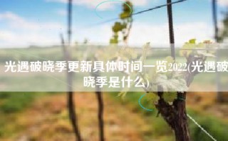 光遇破晓季更新具体时间一览2022(光遇破晓季是什么)