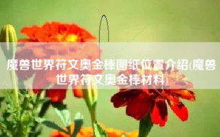 魔兽世界符文奥金棒图纸位置介绍(魔兽世界符文奥金棒材料)