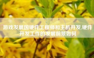 游戏发展国硬件工程师和主机开发,硬件开发工作的发展前景如何