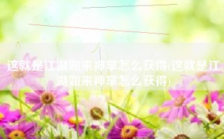 这就是江湖如来神掌怎么获得(这就是江湖如来神掌怎么获得)