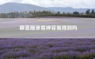 聊斋随录雹神容易得到吗