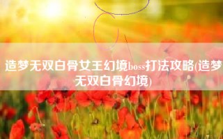 造梦无双白骨女王幻境boss打法攻略(造梦无双白骨幻境)