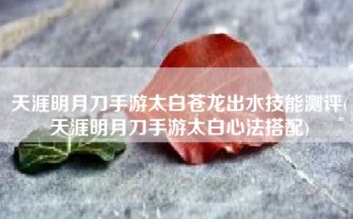 天涯明月刀手游太白苍龙出水技能测评(天涯明月刀手游太白心法搭配)