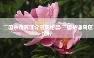 三国杀诸葛瑾介绍袁绍篇(三国杀诸葛瑾缓释)