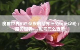魔兽世界WOW圣殿的结界任务玩法攻略 (魔兽世界wow账号怎么查看)