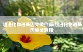超进化物语基因突破推荐(超进化物语基因突破消耗)