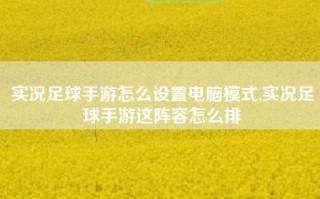 实况足球手游怎么设置电脑模式,实况足球手游这阵容怎么排