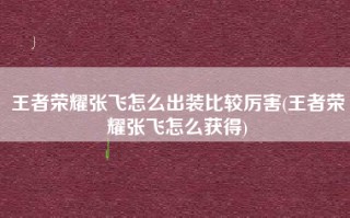 王者荣耀张飞怎么出装比较厉害(王者荣耀张飞怎么获得)
