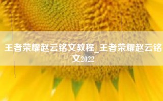 王者荣耀赵云铭文教程_王者荣耀赵云铭文2022