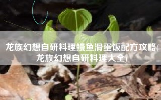 龙族幻想自研料理鳗鱼滑蛋饭配方攻略(龙族幻想自研料理大全)