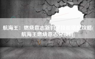 航海王：燃烧意志新豹子技能搭配攻略(航海王燃烧意志兑换码)