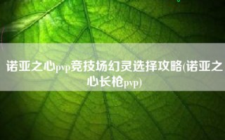 诺亚之心pvp竞技场幻灵选择攻略(诺亚之心长枪pvp)