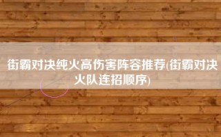 街霸对决纯火高伤害阵容推荐(街霸对决火队连招顺序)