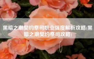 黑暗之潮契约祭司职业强度解析攻略(黑暗之潮契约祭司攻略)