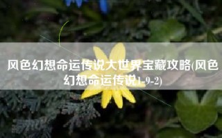 风色幻想命运传说大世界宝藏攻略(风色幻想命运传说1-9-2)