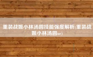 重装战姬小林汤圆技能强度解析(重装战姬小林汤圆ur)
